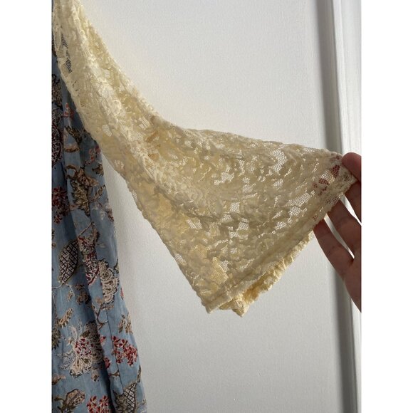 Tassels N Lace Floral Babydoll Dress W/ Lace Bell Sleeves Size S - Picture 3 of 6